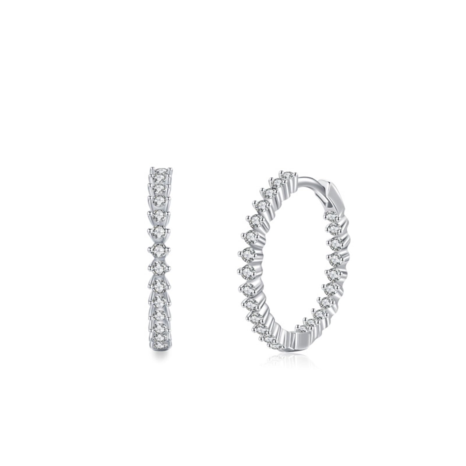 Pendientes de aro de oro blanco 750 585 375 de oro auténtico para mujer, pendientes de aro para mujer, pendientes de aro elegantes con círculo redondo Moissanite, pendientes de boda sin níquel