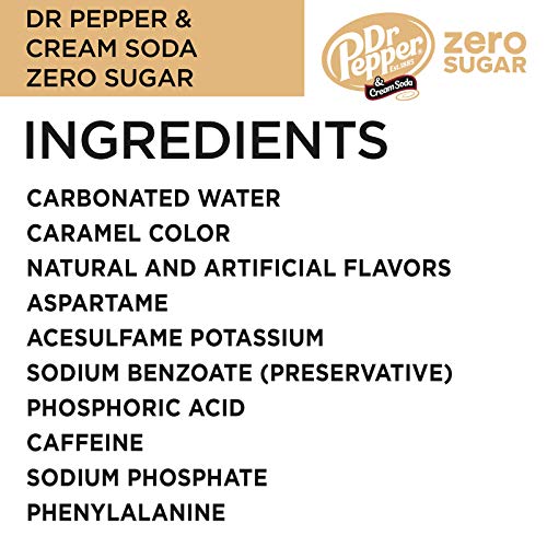 Dr Pepper And Cream Soda Zero Sugar, 12 Fl Oz Cans, 12 Pack #TOP6