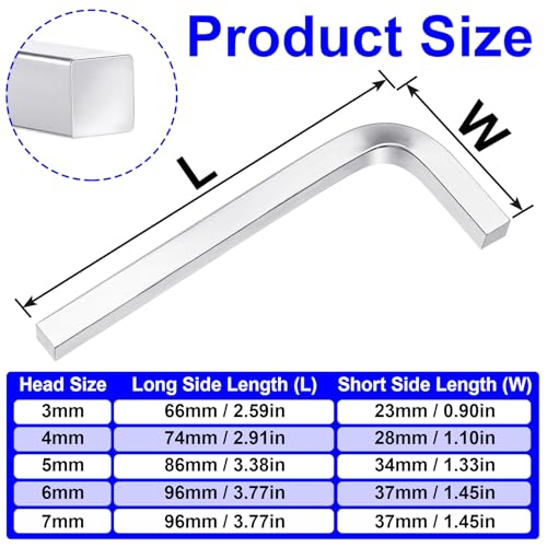 Image of Pndeyo 5pcs Square Head Wrench Set, L Shaped Square Key Screwdriver Kit, Chromium Vanadium Steel Square Head Allen Wrench for Pocket Hole Screws- 2.96mm 3.96mm 4.95mm 5.96mm 6.97mm
