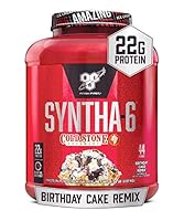 BSN Syntha-6 Whey Protein Powder, Cold Stone Creamery- Birthday Cake Remix Flavor, Micellar Casein, Milk Protein Isolate Powder, 44 Servings, 1084313