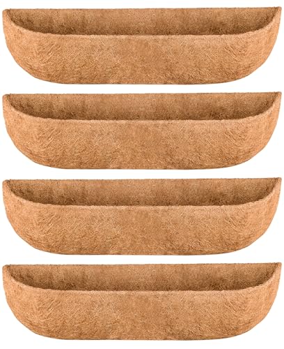 4 Pack 30 Inch Window Box Liners Coco Liners for Planters Coconut Husk Plant Liners 100% Natural Coconut Liners for Planters Coco Coir Liner for Outdoor Planter