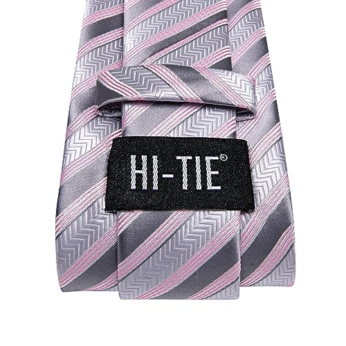 Image of Hi-Tie Men's Silk Ties Formal Woven Classic Necktie Pocket Square Cufflinks Lapel Pin Set Wedding Business