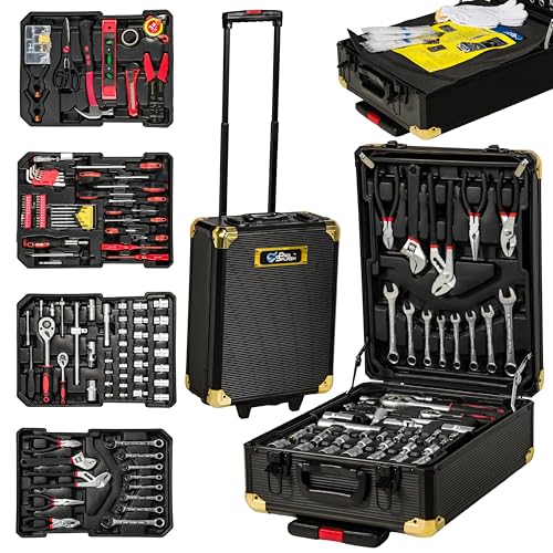 Pro Splash Portable Tool Kit, 499-Piece Kit, with Wheels. Essential DIY Tools Set, Home & Office Hand Tools, Mechanic Spanner Organiser, with Wheels Home Improvement Starter Kit + Free Glove