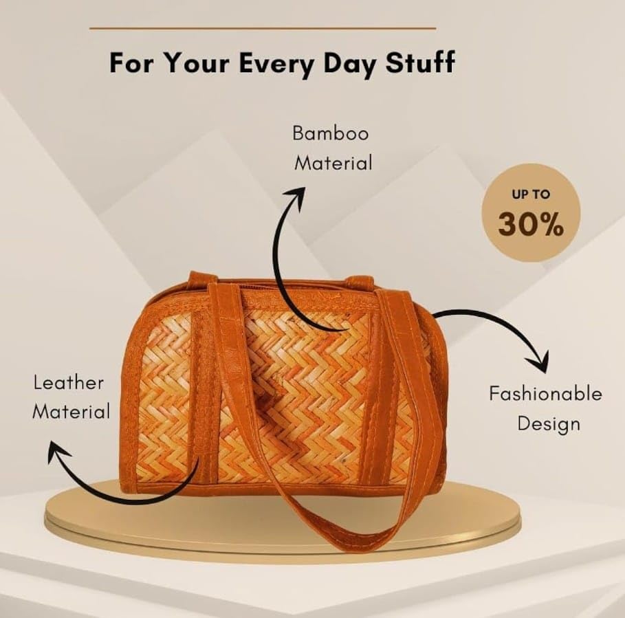 Image of han bag bamboo (LOCK) Bamboo Bags for Women - Handmade Wicker Woven Purse Handbag (pack of 1 pcs)