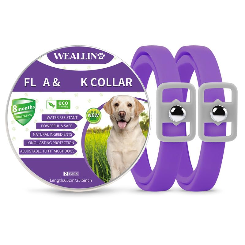 WEALLIN 2PCS Collar for Dogs Repellent Purple, Builtin PantBased