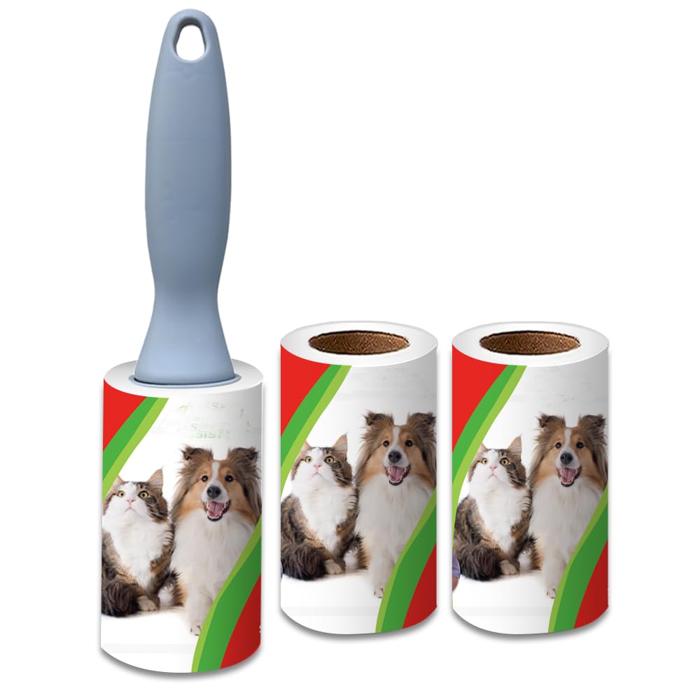 Lot de 8 recharges de rouleau anti-peluches extra adhésives – 600 feuilles au total – Épilateur d'animaux pour vêtements, voiture, meubles (3 pièces - 270 feuilles adhésives)