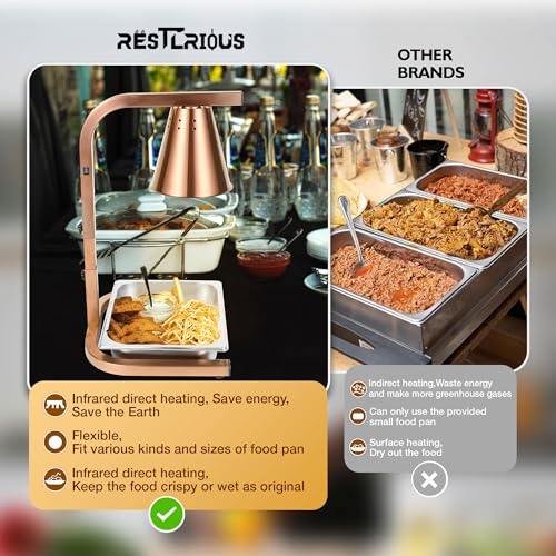 Restlrious GFHL-1B1P-1P Food Heat Lamp Freestanding Commercial Head Food Warmer thumb #5