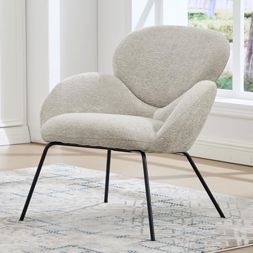DAYALANE Fauteuil de Salon en Chenille Fauteuil Scandinave avec Pieds en Métal Chaise Rembourrée Confortable pour Chambre, Gris