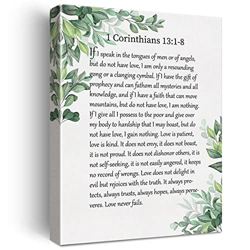 LEXSIVO 1 Corinthians 13:1-8 Bible Verse Canvas Home Wall Art