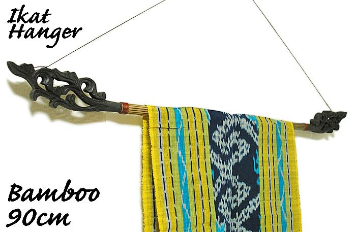 Amazon.co.jp: イカット タペストリー ハンガー 90cm 木彫り シングル