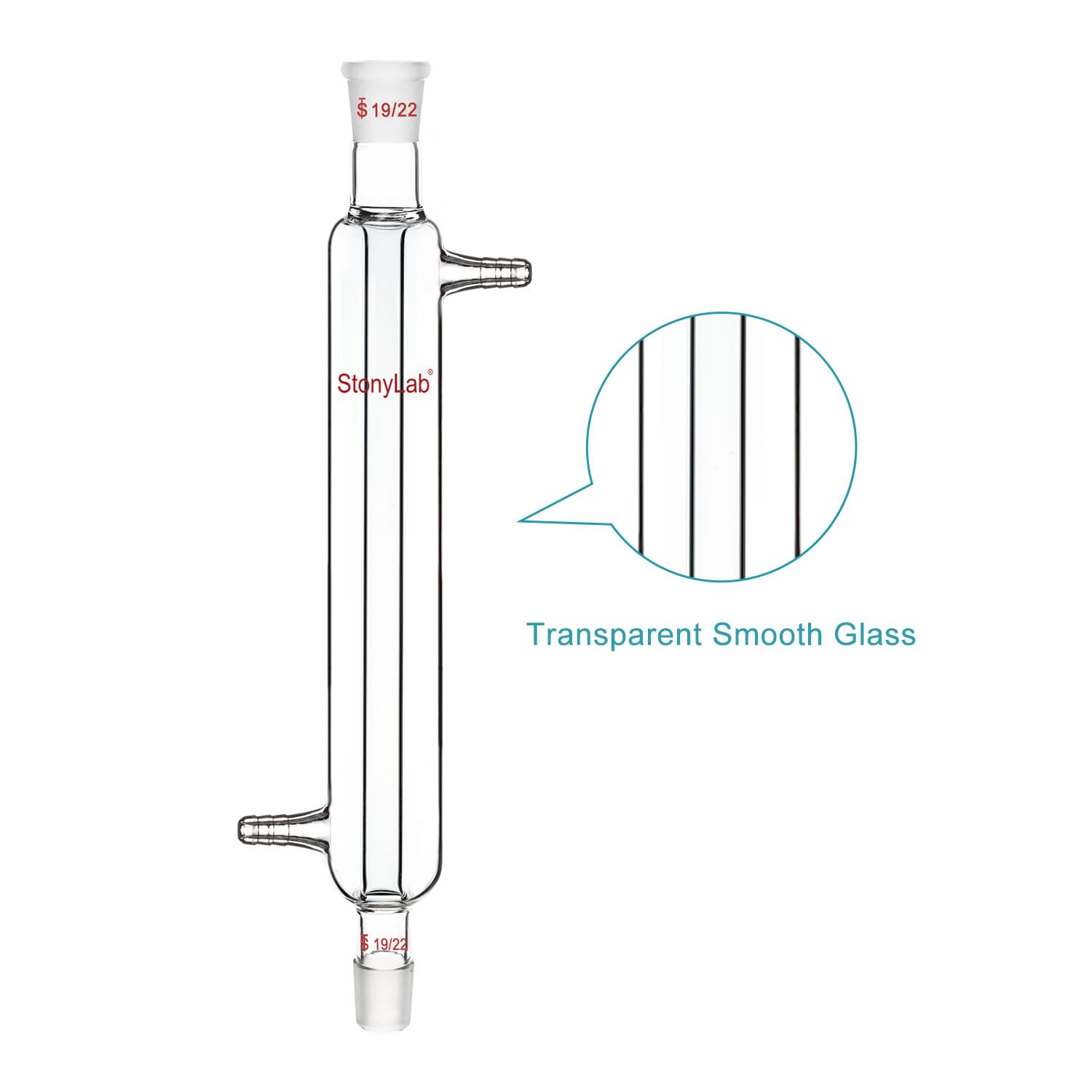 stonylab Condenseur Liebig avec Joint 19/22, Longueur de Veste de 200 mm Condenseur en Verre Borosilicaté Condenseur en Verre de Laboratoire