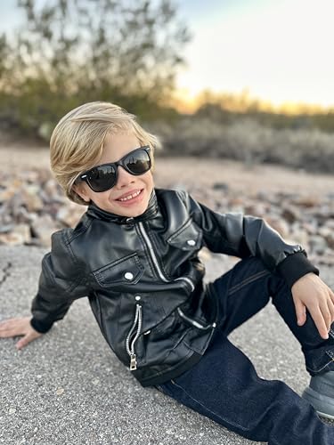 Volunboy Boys Leather Jacket Kids Fall Motorcycle Faux Pu Coats Spring Outerwear3