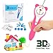 Produktbild Geschenk für 3 5 8 10 Jahre Alt Mädchen YORKOO 3d Stift für Kinder 3D Stifte Drucker 3D Doodler mit Filamentminen Kunsthandwerk für Kinder Spielzeug 3D Puzzle Rosa