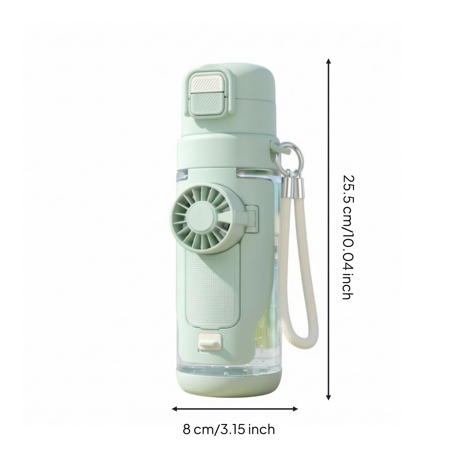Taza con Ventilador Recargable Taza con Tapa Doble Pitillo para Niños, Estudians, Escuela, Excursiones, Verde