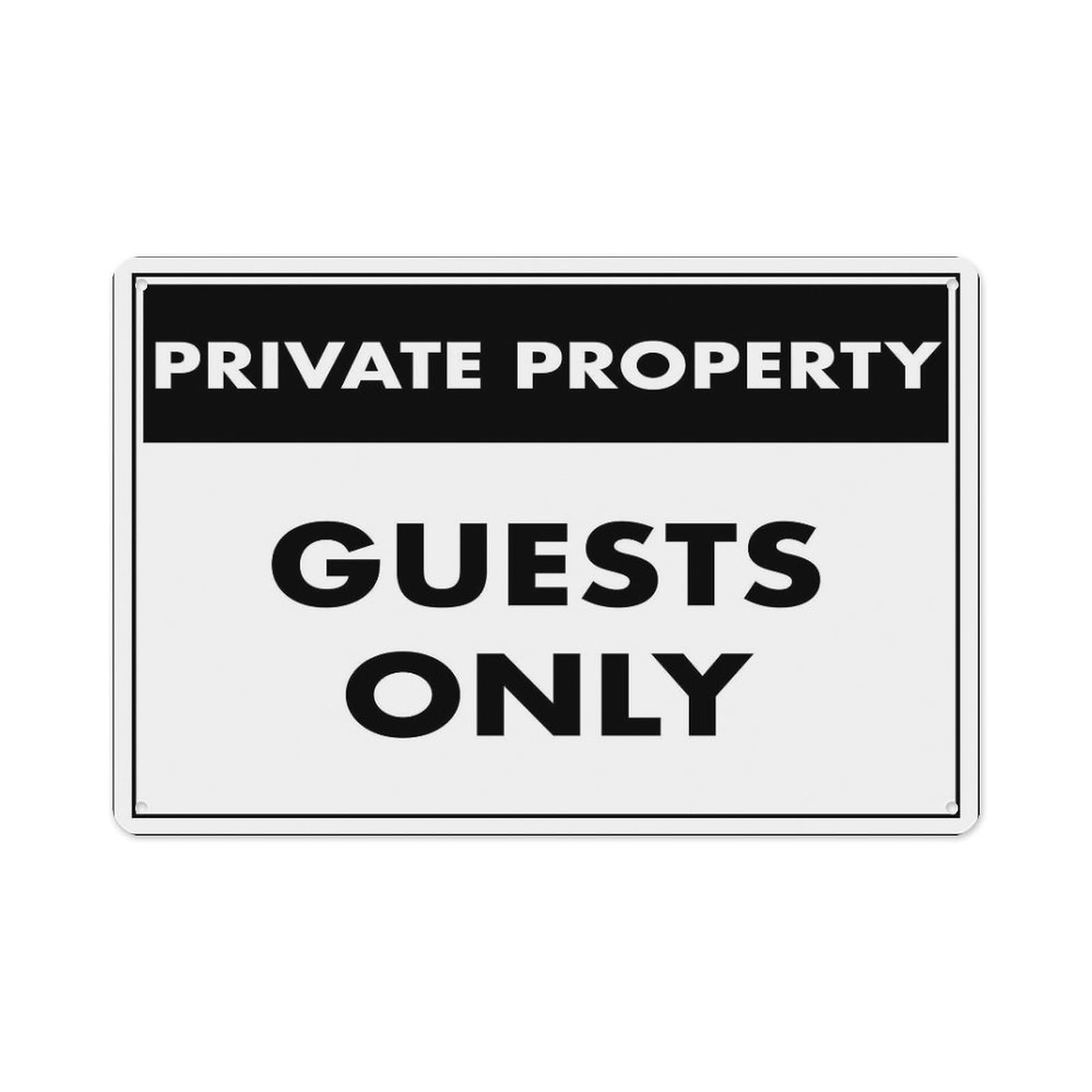 Peiyeety A02 Private Property Guests Only Sign Aluminum Tin Warning Signs For Home Outdoor Garden 12X16 Inches
