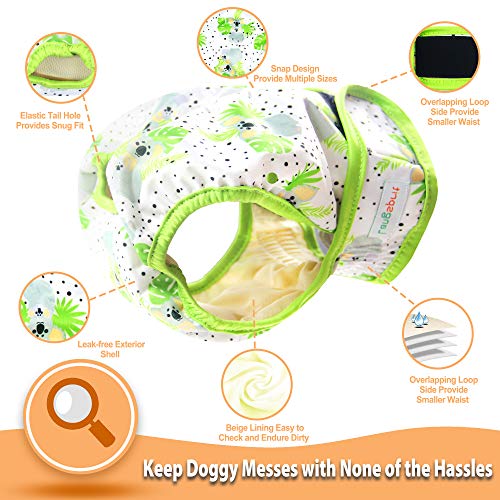 Image of Langsprit Washable Female Dog Diapers (3 Pack) - No Leak Reusable Diapers for Doggy Female in Period - Highly Absorbent Dog Heat Panties with Adjustable Snaps (Koala, XX-Large)
