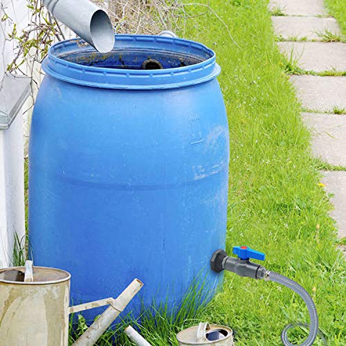 Da by Rain Barrel 3/4\" Bulkhead Fitting with Ball Valve PVC and Garden Hose Adapter Barb(for 5/8\" ID Hose) and Stainless Steel Pipe Clamps and Thread Seal Tape
