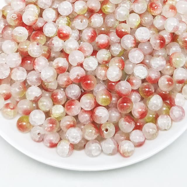 GenericТоуAE - Bi-color Glass Broken веаԀ 50pcs 8mm DIY Glass Loose веаԀѕ Handmade Bracelet Necklace Beaded Jewelry Accessories Children's Тоуs (50pcs bag B)