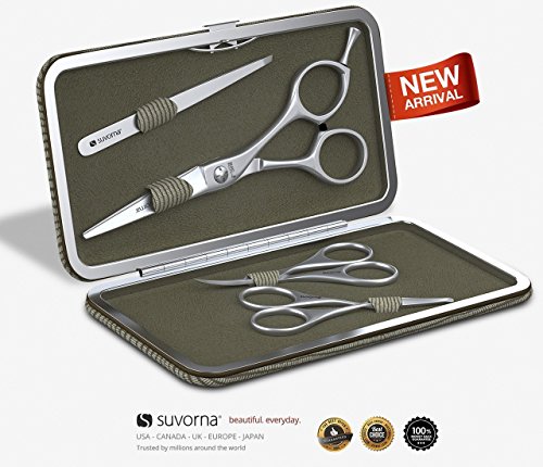 Suvorna Premium barba y bigote tijeras set/Kit (4pcs). Contiene 5.5