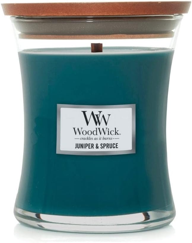 WoodWick Medium Hourglass Candle, Juniper/Spruce Premium Soy Blend