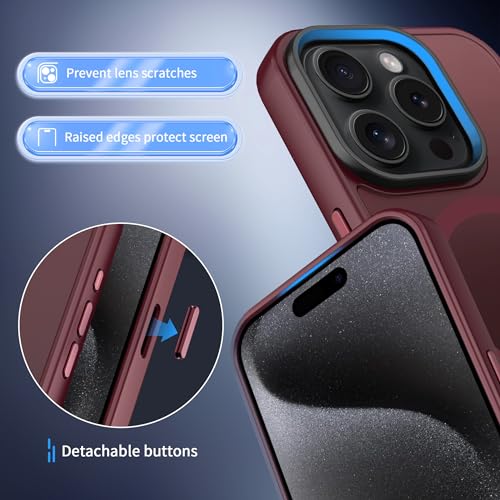 Image of CACOE Magnetic Case for iPhone 15 Pro Max 6.7 inch, Dark Red