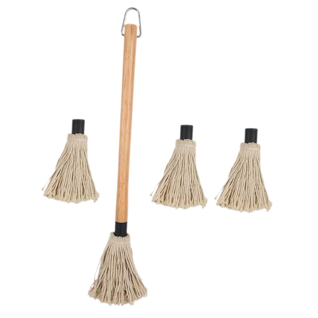 Holibanna 1Set Convenient Grill Mop with Wooden Handle Basting Mop Oil Brushes for Bbq Grilling Baking for Saucing Ribs Chicken Pork More
