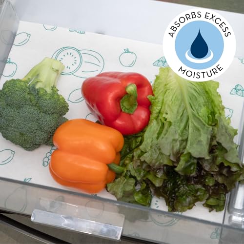 S&T INC. Fridge Liners, Shelf Liners for Kitchen Cabinets and Storage Bins, Non Adhesive Refrigerator Liners, Washable and Absorbent, 12 Inch x 24 Inch, Fruits, 5 Pack