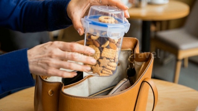 Image of Basicwise 480ml Airtight Cereal Storage Container with Separate Topping Cup Leak-Resistant Clip-Lock Lid Stackable Snack & Yogurt Cup for On-the-Go Breakfast Travel School Office & Daily Use, Set of 2