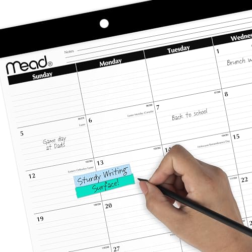 Image of Mead Desk Calendar 2026-2027 Planning Pad, Academic 15-Month April-June, Monthly, 17.75 inch x 11 inch Compact, Ruled Daily Block (CAM82005)
