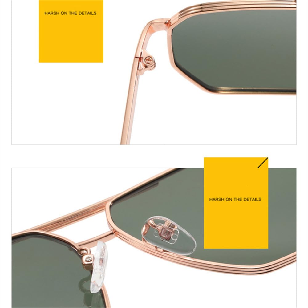 Übergroße quadratische Metallrahmen-Sonnenbrille für Damen und Herren, Vintage-Retro-Sonnenbrille, Damenbrille