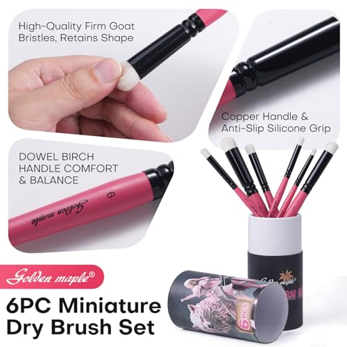 Golden Maple Set de Pinceles Dry Brush Miniatura 6 Piezas Profesional para Modelos, Figuras de Fantasía y Esmalte, Color Rojo miniatura 3