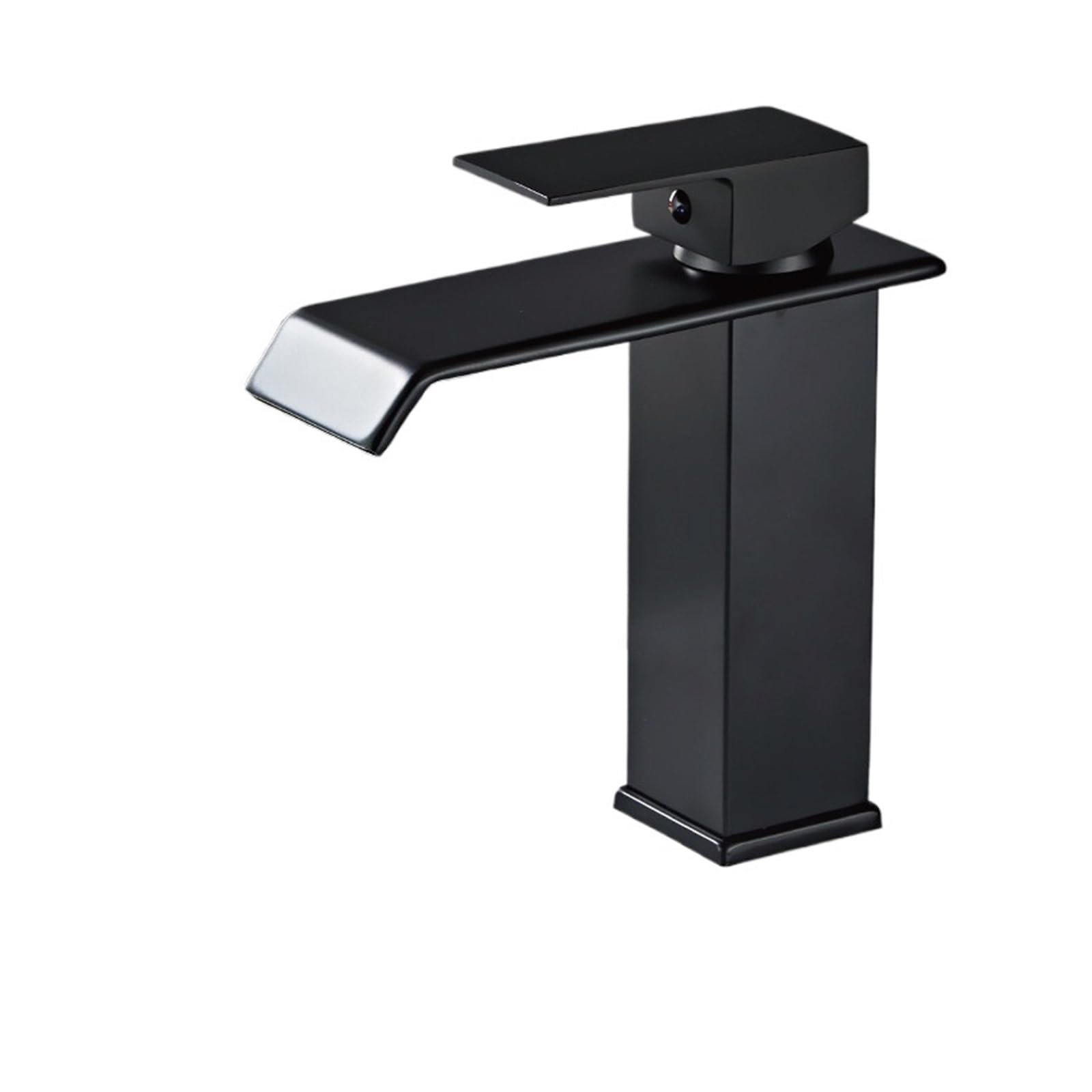 Soywim Black Short Waterfall Basin Sink Faucet, Gold And Black, Brass Bathroom Deck Mounted Washbasin Taps,High-Pressure Resistant(Black Short)