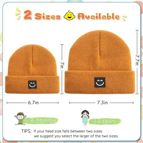 Baby Beanie Hat 3 Packs with Cute Smiley Face, Toddler Girls Boys Baby Hats Winter, Kids Winter Hat Cold Weather2