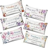 Zonon 6 Pieces Inspirational Bible Verse Pencil Pouch for Women Christian Bible Study Journaling Supplies Scripture Canvas Makeup Bags Cute Pencil Case Gifts for Students Office School