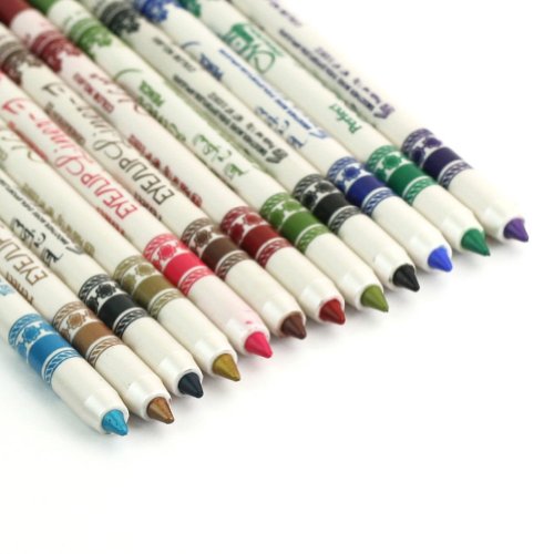Eforcase 12 Colors Multi-Function Eyeliner Eyebrow Lip Liner Pencil Plastic Glitter Pen Cosmetic Makeup Set(12 PCS) (12 Pcs)