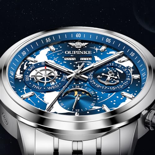 Image of OLEVS Men's Automatic Watch Self Winding Mechanical Luxury Original Wrist Watch Sapphire Crystal Tungsten Steel