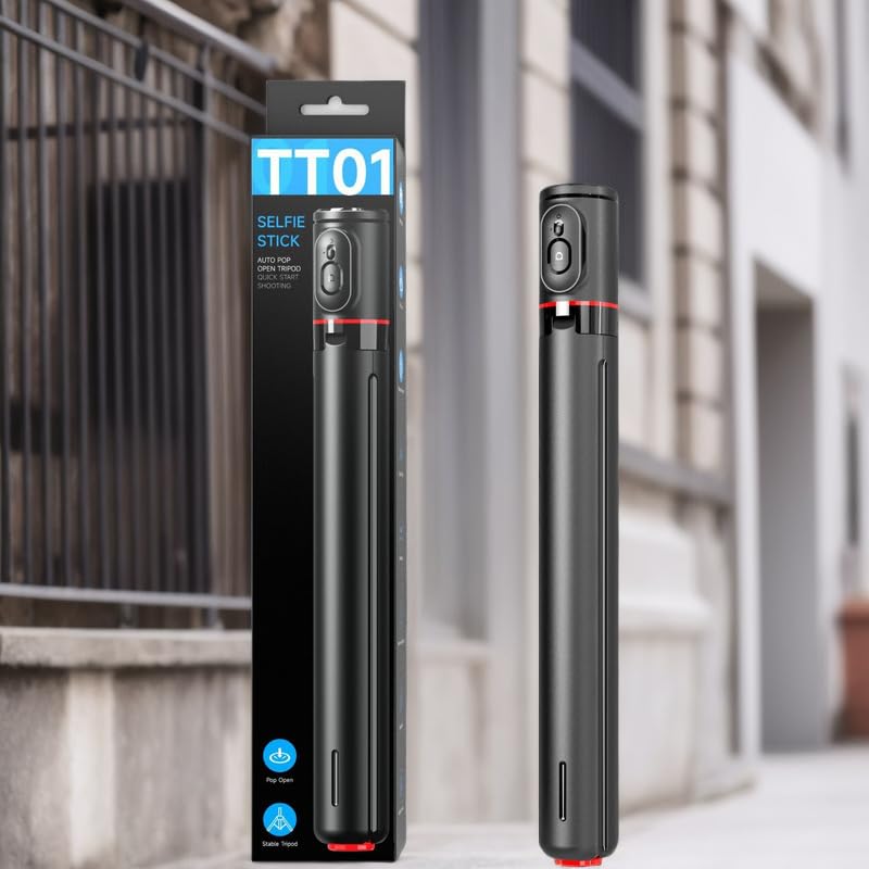 TT01 Selfie Stick Integrated with Automatic Pop up Tripod Remote