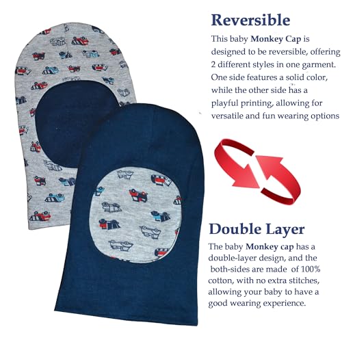 Image of VParents Cotton Baby Boys and Girls Reversible Monkey Cap -muticolour