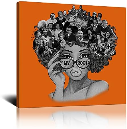 African American Wall Art Burnt Orange Famous People In Black Girl Head Framed Fashion Paintings Poster Canvas Wall Art For Living Room Ready To Hang Home Decor Bedroom Bathroom 20x20 Inch Funny Gifts