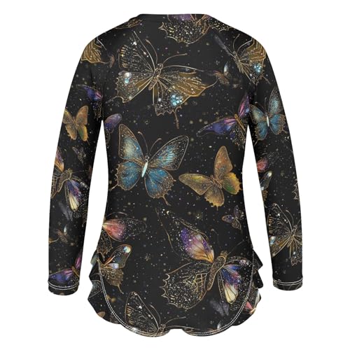 CHIFIGNO Butterflies Black Girls One Piece Swimsuits Quick Dry Rash Guard Swimwear Beach 3T3