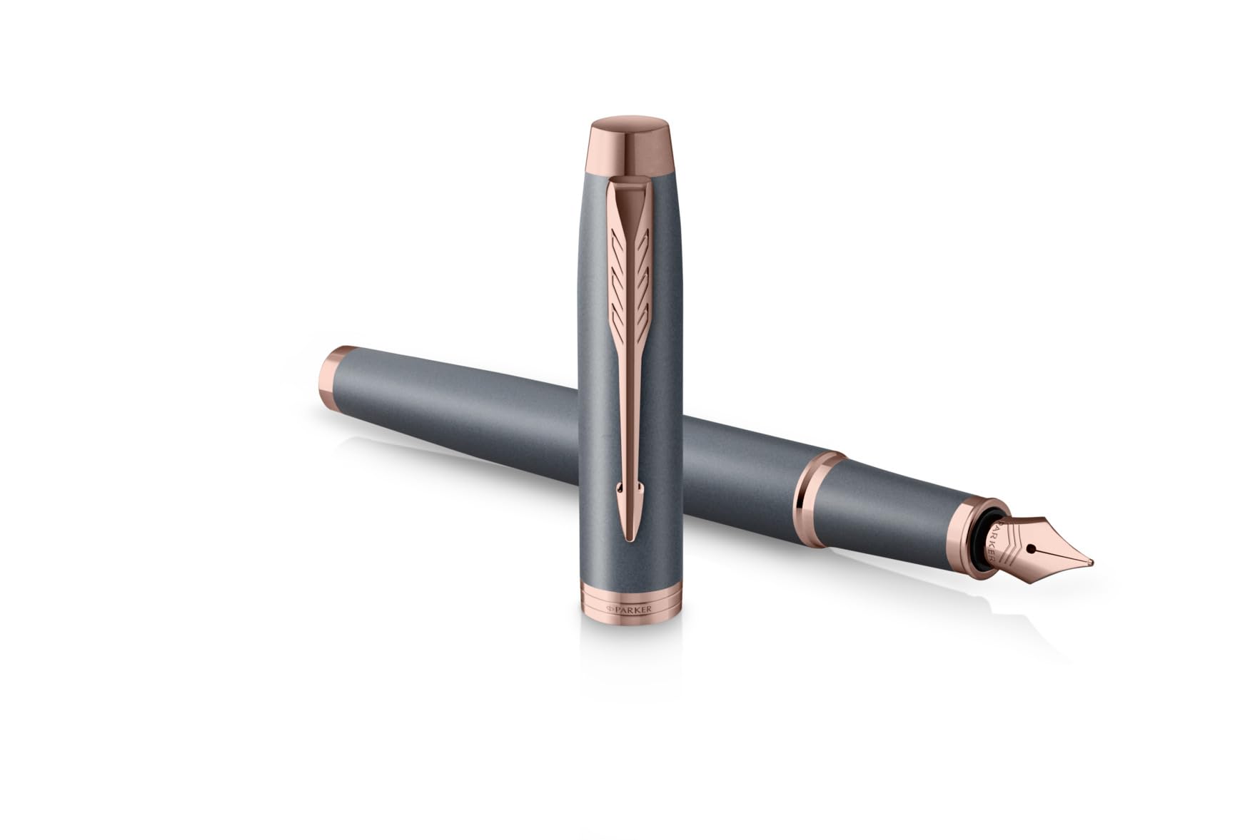 PARKER IM Set penna a sfera + penna stilografica con incisione personalizzata – Penna di lusso personalizzata – The Finishing Touch Collection regalo per matrimonio, compleanno, ufficio (Slate)