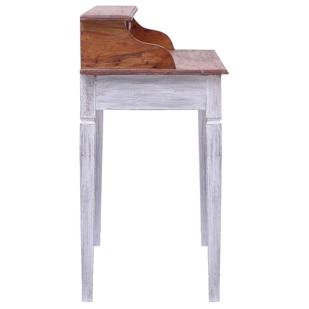 Scrivania con cassetti in legno massiccio anticato, 90 x 50 x 101 cm, segretario per ufficio, casa, studio e gioco, con spazio e ripiano