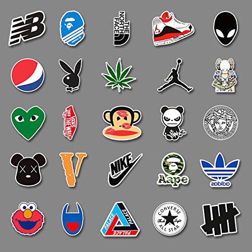57pcs Cool Brand Stickers Adults Boys Teens Gifts Mug Laptop Snowboard Skateboard Bumper Cars Water Bottle Computer Decoration Waterproof Vinyl Cool Decal Cool Teens Adults Decor