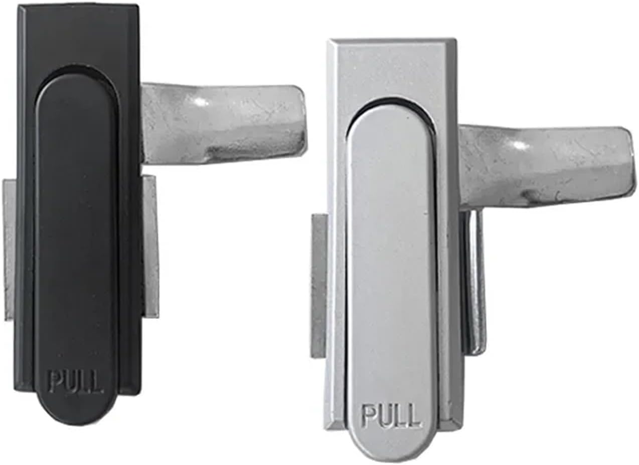 Cabinet Door Lock Zinc Alloy Plane Lock Black Electric Box Latch Flat Locks MS717-1 1Pcs(Black-Zinc Alloy)