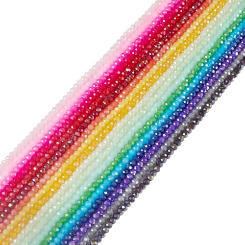 Spritewelry 18 Strands Faceted Crystal Glass Beads for Jewelry Making 4mm Rainbow Bicone Glass Beads Iridescent Rondelle Beads Crystal Spacer Beads for Bracelet Necklace 18 Colors by Spritewelry - Used condition - US$12.66
