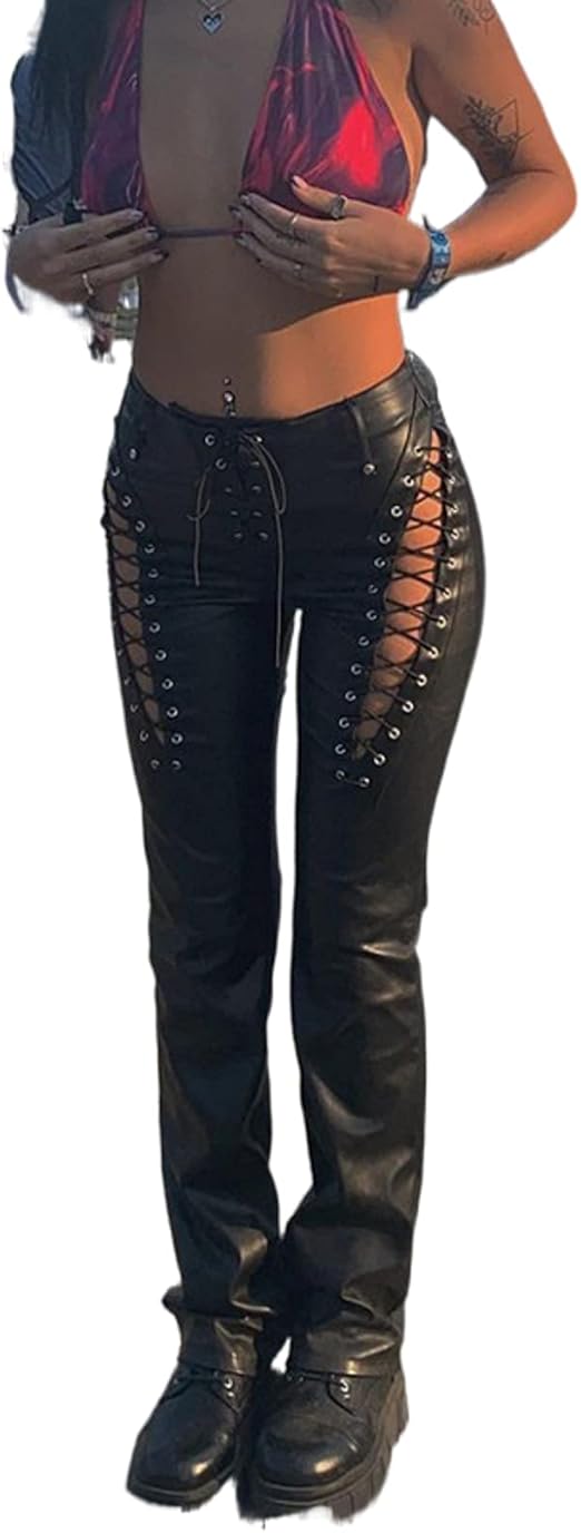 y2k lace up jeans