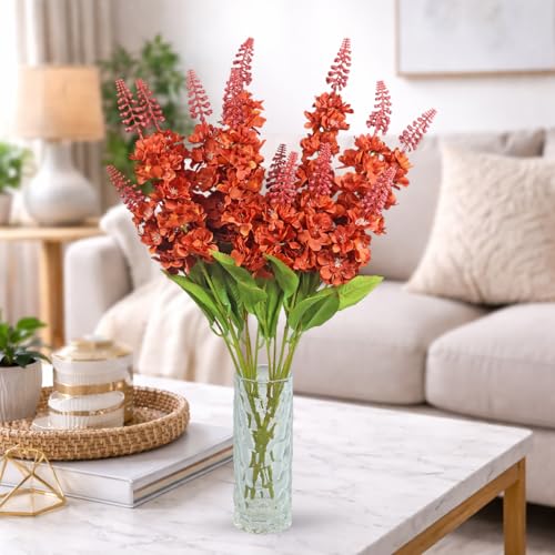 Image of Reiki Crystal Products Artificial Orange Snapdragon Flower -1 Stick with 7 Branches | Real Touch Faux Blooms for Home Decor, Bedroom, Living Room, Table, Balcony, Office & Weddings (Without Vase Pot)