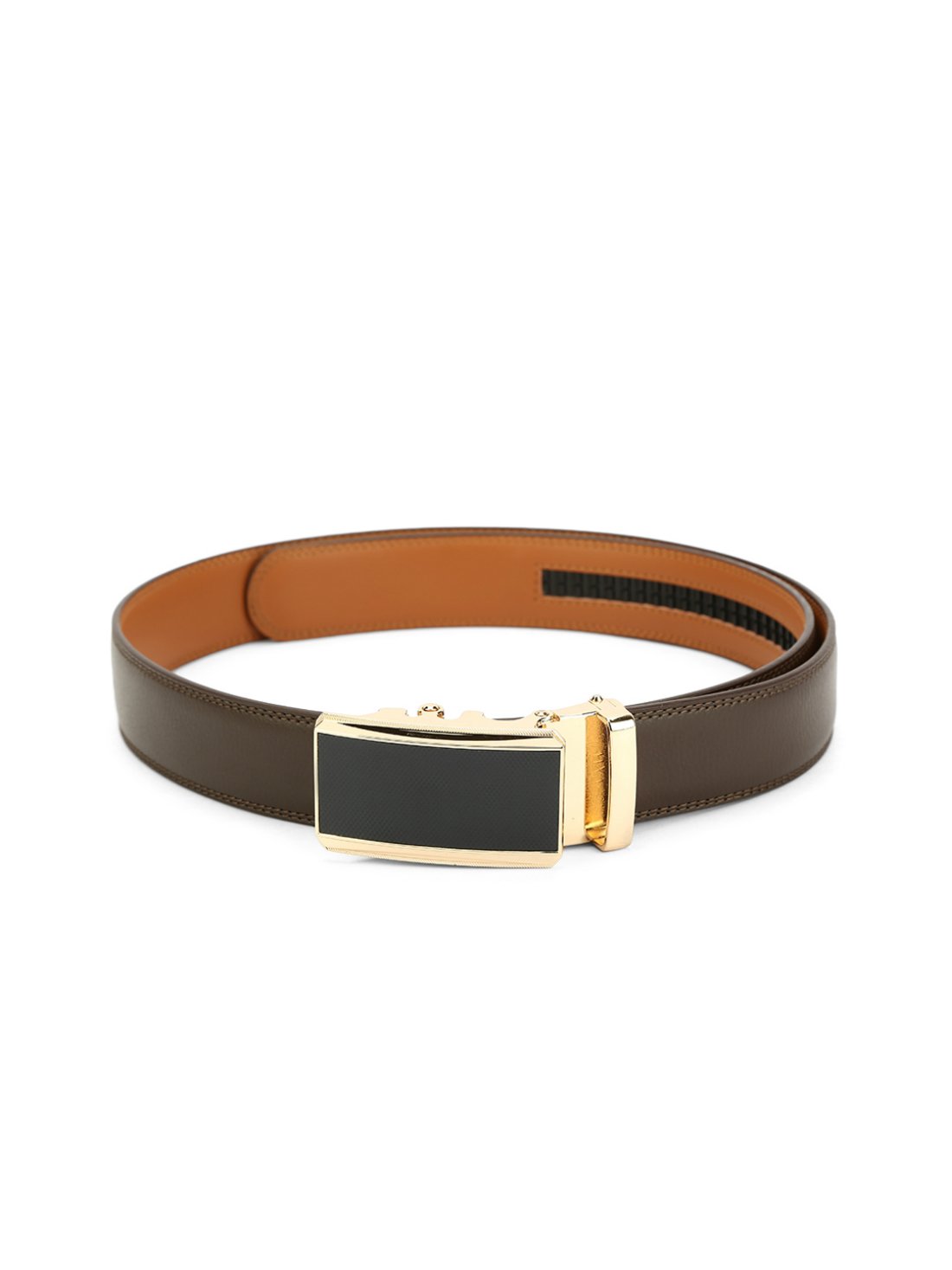 pacific gold Brown Genuine Leather Autolock Belt for Men | Easy Adjustable Buckle | Formal & Casual Wear | Gift For Men-picture-19