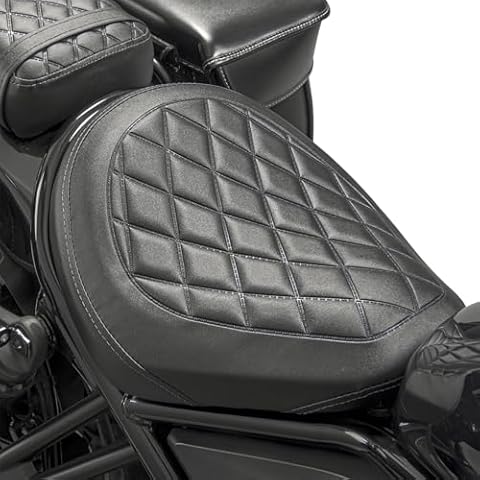 Motorcycle Leather Front Rider Seat Cushion Pad Compatible with Rebel 1100 CMX1100 CM1100 2021 2022 2023 2024 Pressure Relief Soft Pillion Driver Saddle (Front Seat-Black) Cover