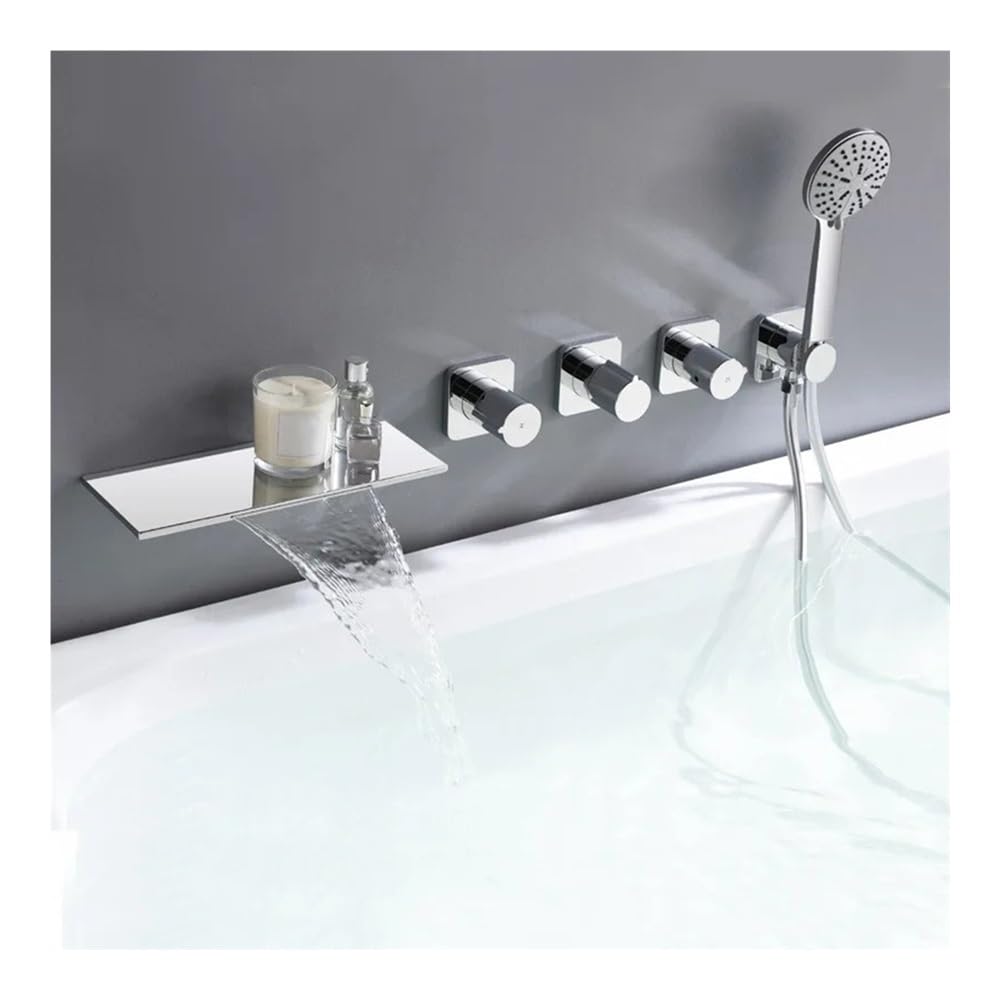 Blyqxs Chrome Bath Faucet Black/ In-Wall Bathtub Faucet Concealed Yg1001